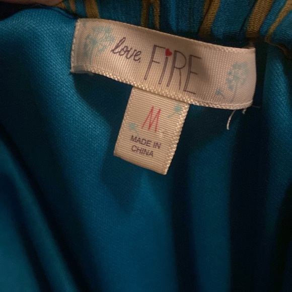 LOVE, FIRE Boho Chic Chevron Print Chiffon Strapless Ruffled Romper Medium - Picture 3 of 5